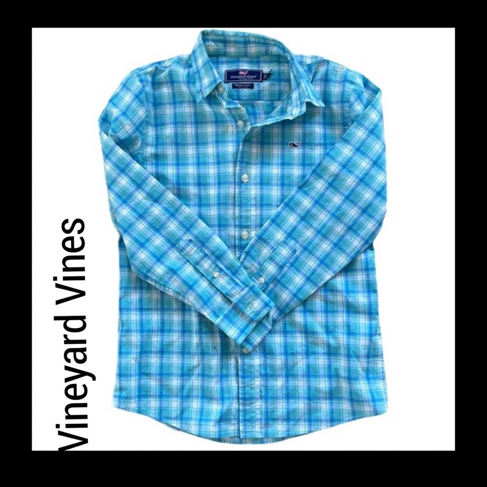 Vineyard vines boys kids blue button-down long sleeve Whale shirt